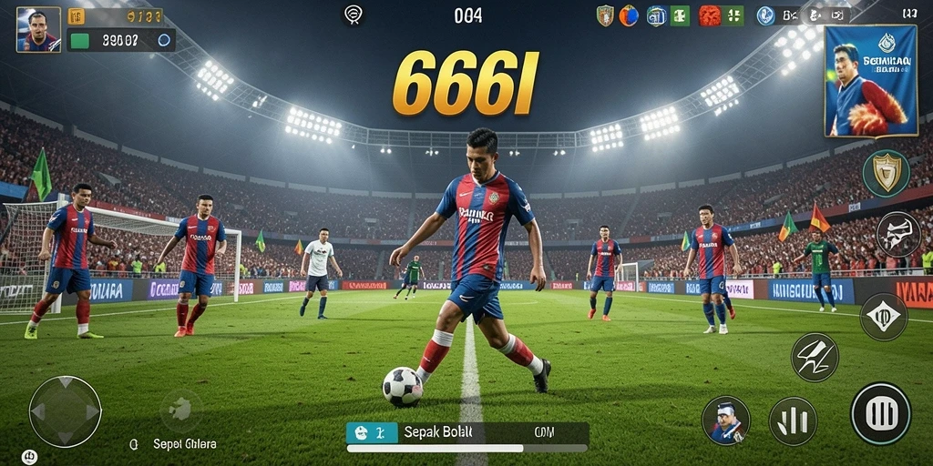 Tampilan gameplay 666I yang seru dalam pertandingan sepak bola.
