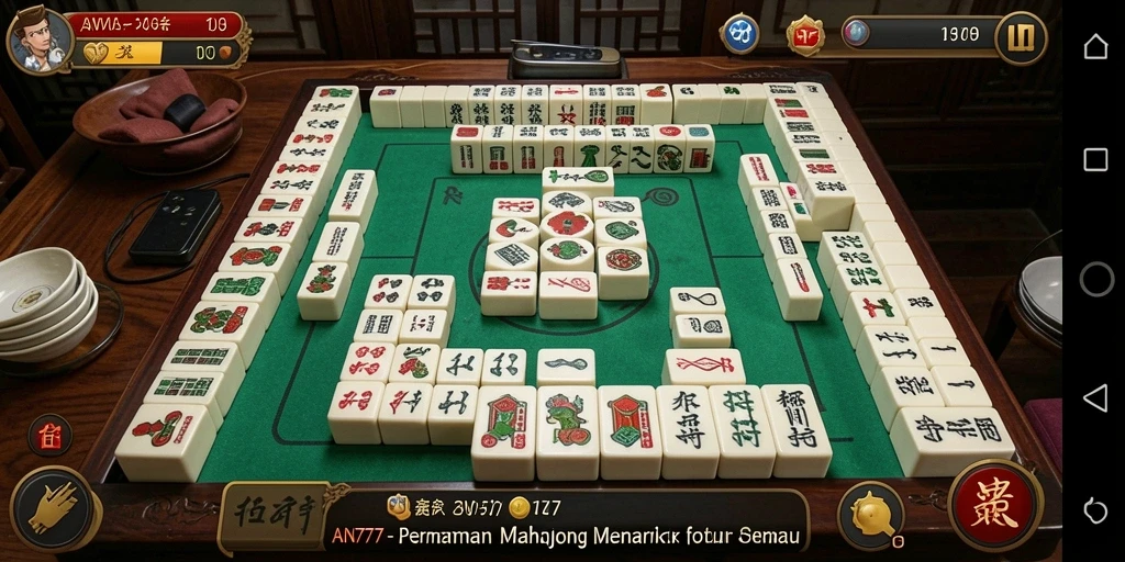 Tampilan gameplay AN777 yang mengasyikkan dan penuh strategi Mahjong.