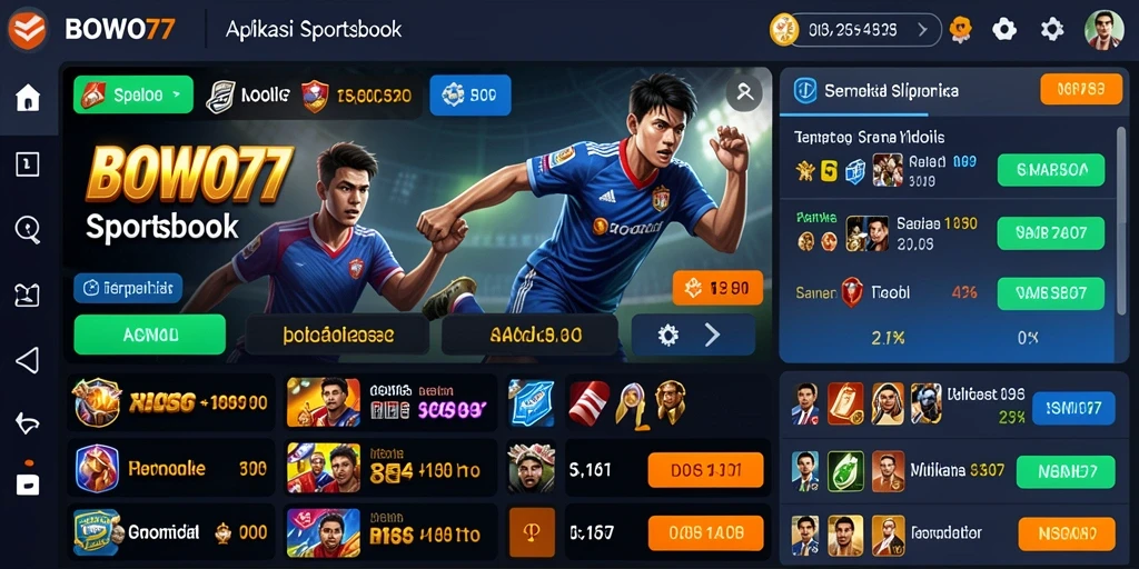 Screenshot gameplay BOWO77 menampilkan fitur Sportsbook yang menarik.