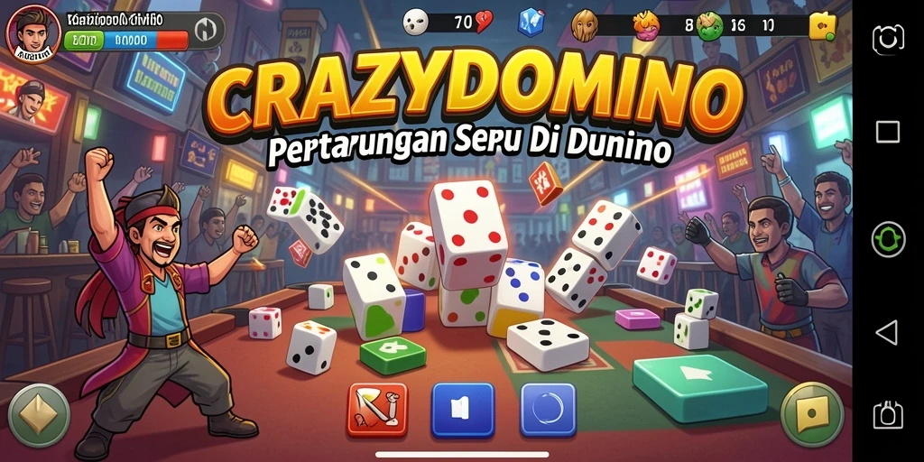 Tampilan gameplay seru di CRAZYDOMINO dengan pertarungan mendebarkan.
