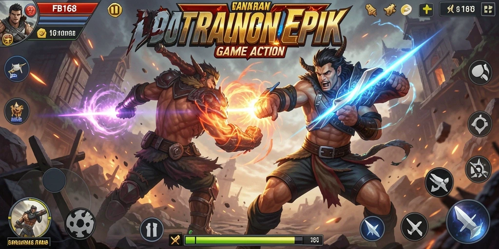 Tampilan utama gameplay FB168 dengan aksi bertarung yang seru.