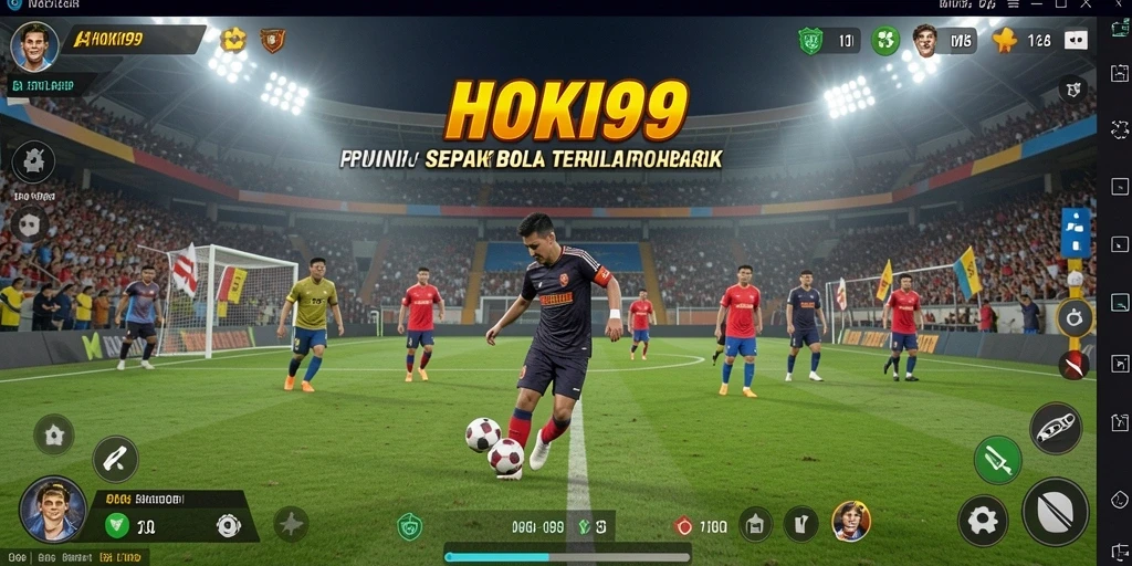 Tangkapan layar HOKI99 menunjukkan aksi intens dalam pertandingan sepak bola.