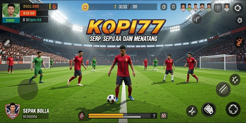 Tampilan mendebarkan dari gameplay KOPI77 di lapangan sepak bola.