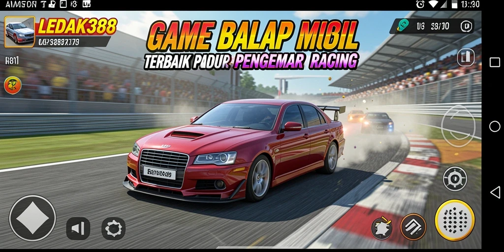 Tampilan gameplay balapan mobil yang mendebarkan di LEDAK388.