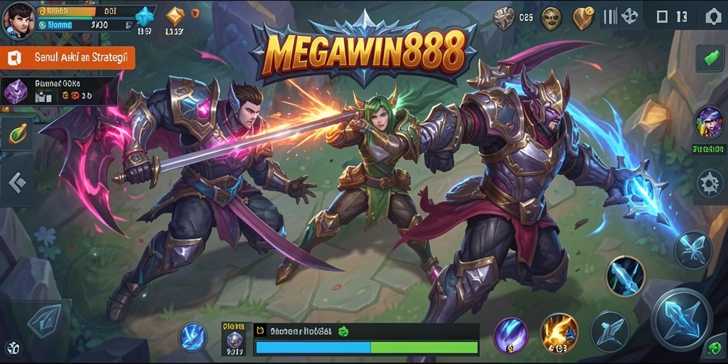 Tangkapan layar gameplay MEGAWIN888 yang menunjukkan pertempuran penuh aksi.