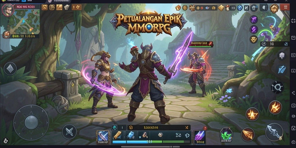 Tangkapan layar gameplay NOX123 yang mendebarkan di dunia MMORPG.