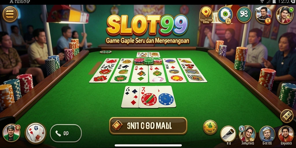 Screenshot utama SLOT99 menampilkan gameplay Gaple yang seru dan interaktif.