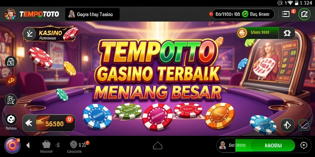 Screenshot utama TEMPOTOTO menunjukkan gameplay seru di dalam aplikasi Kasino.