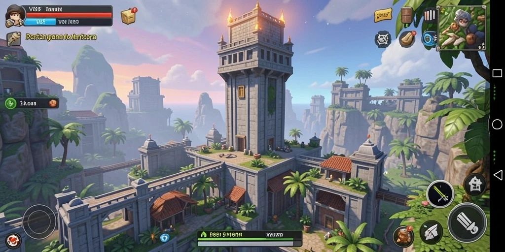 Tampilan gameplay V89 yang mendebarkan dalam pertahanan menara.