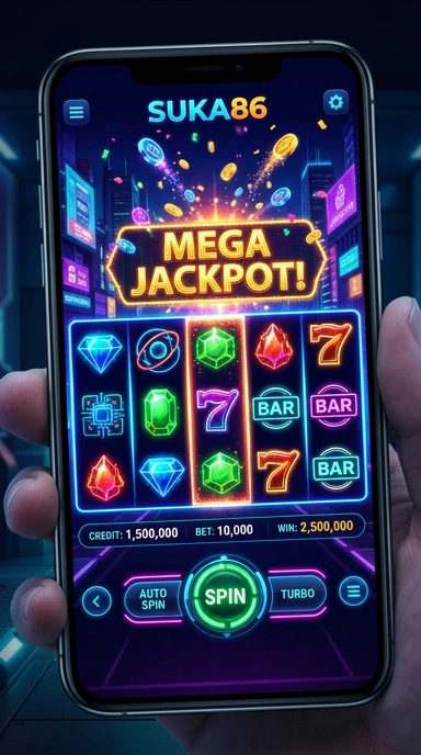 Screenshot aplikasi utama suka86 dengan desain yang menarik.